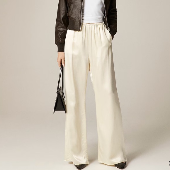 J Crew Tall Cosmo pant in luster charmeuse Tall Small Ivory Lace - Picture 2 of 9